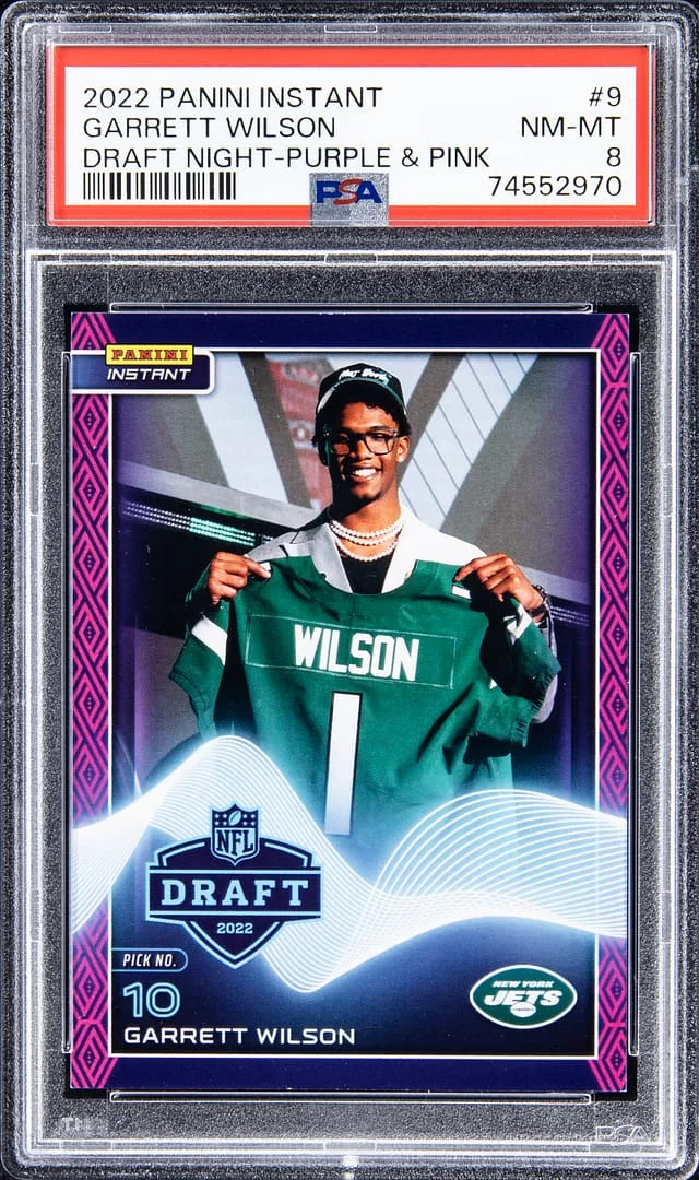 2022 Panini Garrett Wilson Instant Draft Night Purple & Pink #9 card image