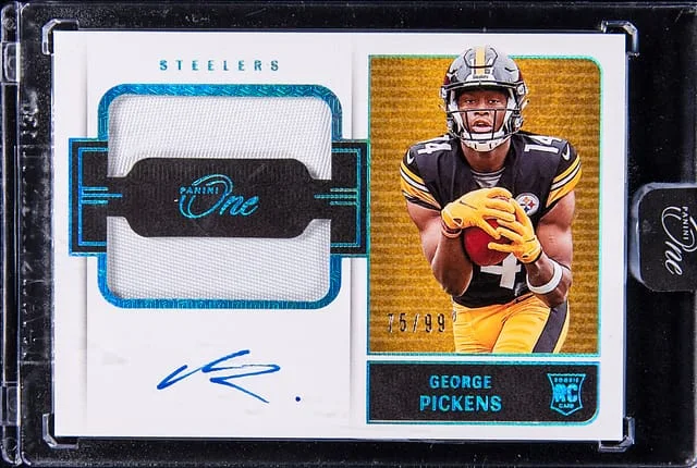 2022 Panini George Pickens One Dual Patch Autograph Blue #44 card image