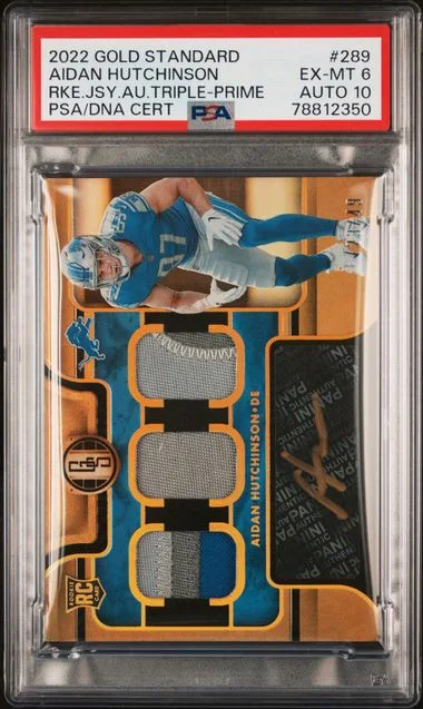 2022 Panini Gold Standard Aidan Hutchinson Jersey Autographs Triple Prime #289 card image