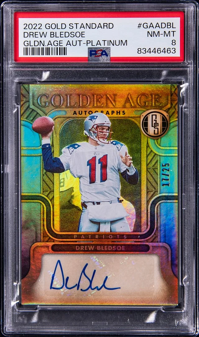 2022 Panini Gold Standard Drew Bledsoe Golden Age Autograph Platinum #GAA-DBL card image