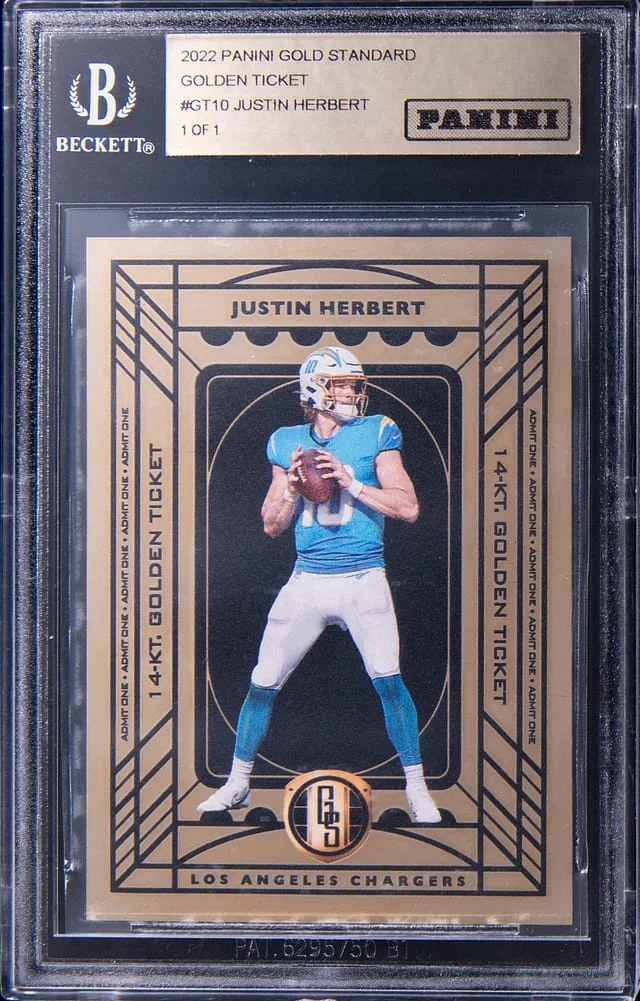 2022 Panini Gold Standard Justin Herbert Golden Ticket #GT-10 card image