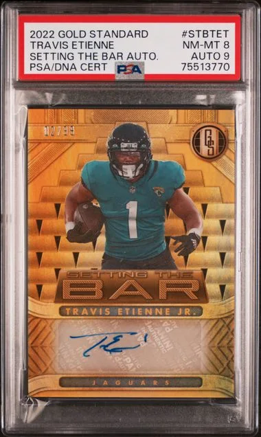 2022 Panini Gold Standard Setting The Bar Autographs Stbtet Travis Etienne Jr. #no-number card image