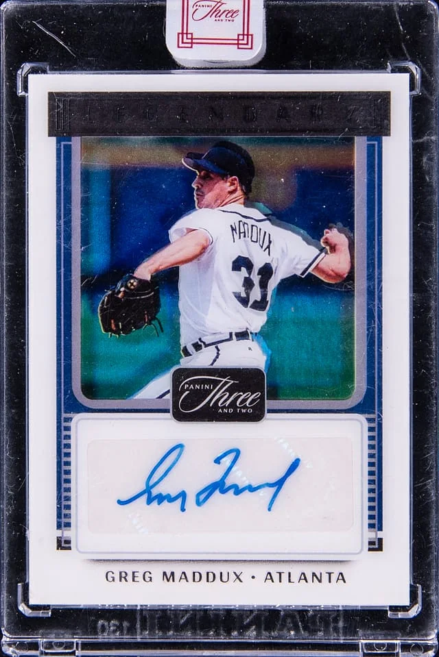 2022 Panini Greg Maddux Three and Two Legendary Signatures Black #LS-GM card image