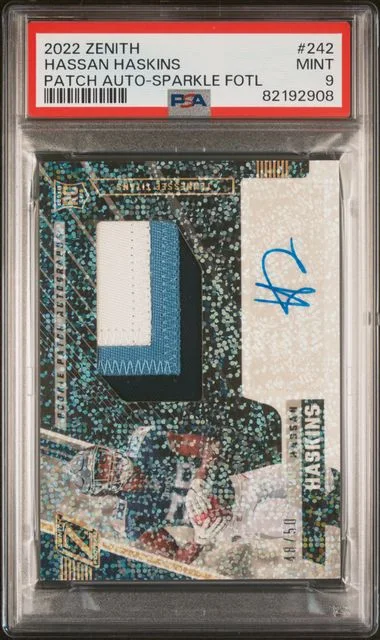 2022 Panini Hassan Haskins Zenith Patch Autograph-Sparkle Fotl #242 card image