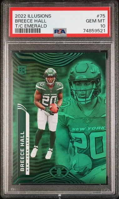 2022 Panini Illusions Breece Hall Trophy Collection Emerald #75 card image
