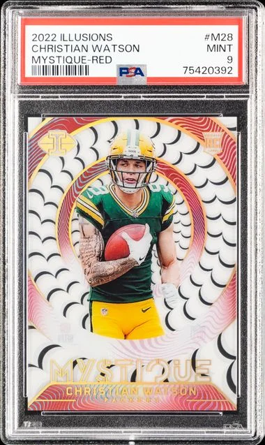 2022 Panini Illusions Christian Watson Mystique Red #M28 card image