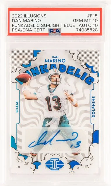 2022 Panini Illusions Dan Marino Funkadelic Signatures Light Blue #F-15 card image
