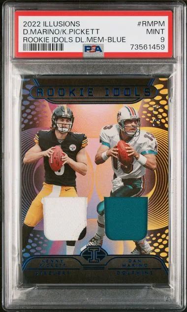 2022 Panini Illusions Dan Marino/Kenny Pickett Idols Dual Memorabilia Blue #RM-PM card image