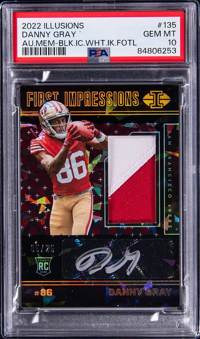 2022 Panini Illusions Danny Gray Autograph Memorabilia Black Ice White Ink First Off the Line #135 card image