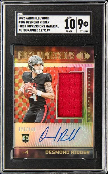 2022 Panini Illusions Desmond Ridder First Impressions Material Autographed #102 card image