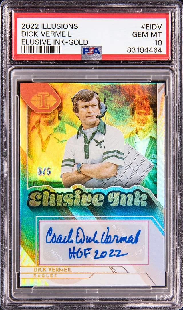2022 Panini Illusions Dick Vermeil Exclusive Ink Gold #EI-DV card image