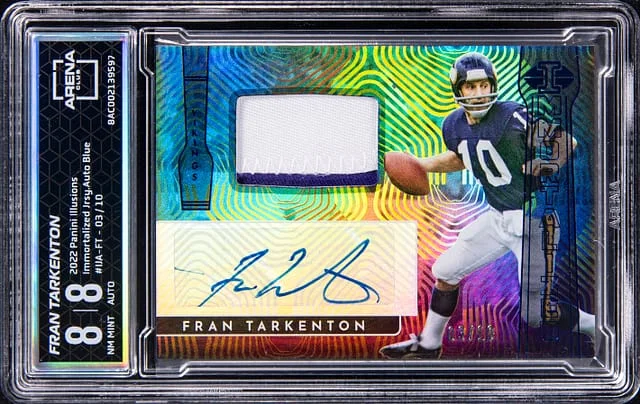 2022 Panini Illusions Fran Tarkenton Immortalized Jersey Autograph Blue #IJA-FT card image