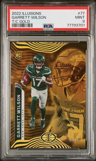 2022 Panini Illusions Garrett Wilson Trophy Collection Gold #77 card image