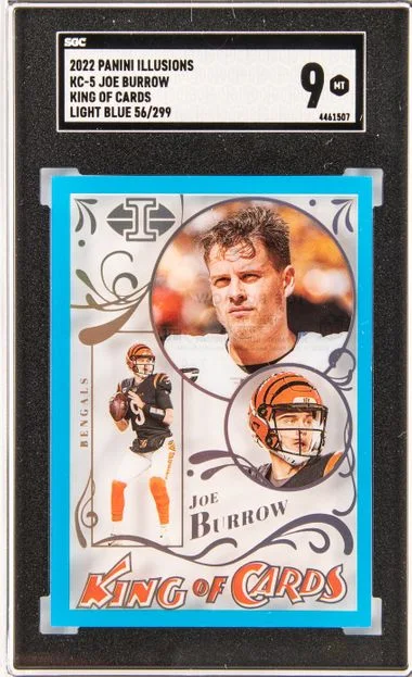 2022 Panini Illusions Joe Burrow King Of Cards Light Blue #KC-5 card image