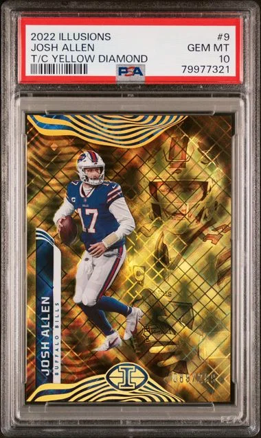 2022 Panini Illusions Josh Allen Trophy Collection Yellow Diamond #9 card image