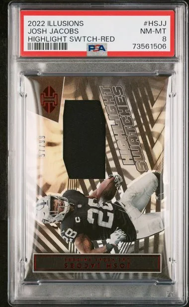 2022 Panini Illusions Josh Jacobs Highlight Swatches Red #HS-JJ card image