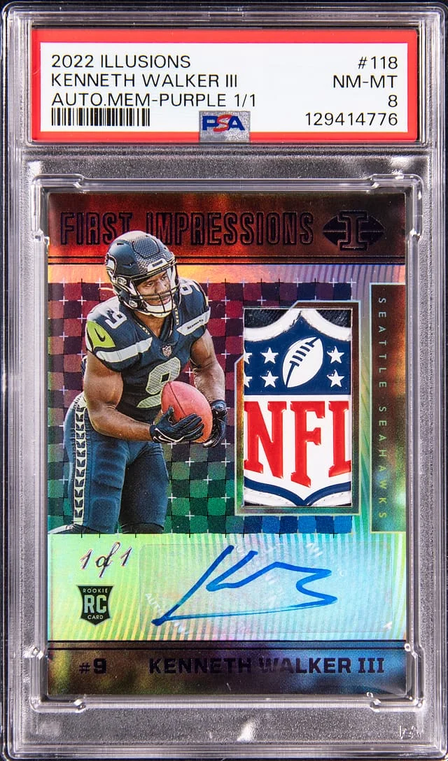 2022 Panini Illusions Kenneth Walker III Autograph Memorabilia-Blue #118 card image