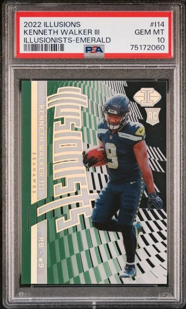 2022 Panini Illusions Kenneth Walker III Illusionists Emerald #I14 card image