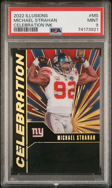 2022 Panini Illusions Michael Strahan Celebration Ink #MS card image