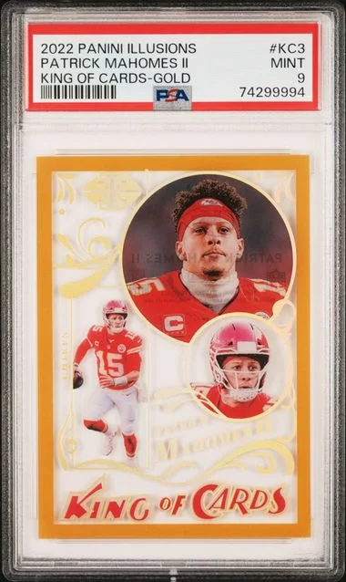 2022 Panini Illusions Patrick Mahomes II King Of Cards Gold #KC-3 card image