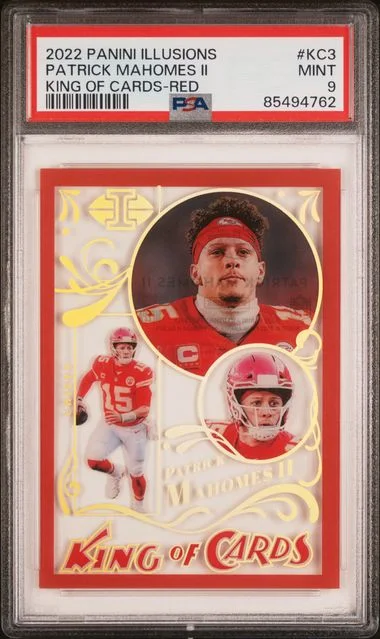2022 Panini Illusions Patrick Mahomes II King Of Cards Red #KC3 card image