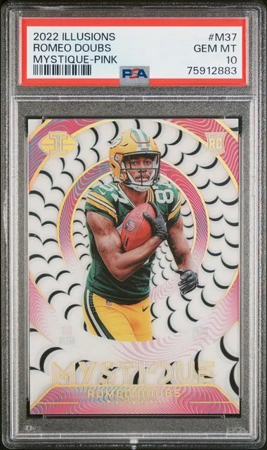2022 Panini Illusions Romeo Doubs Mystique Pink #M37 card image