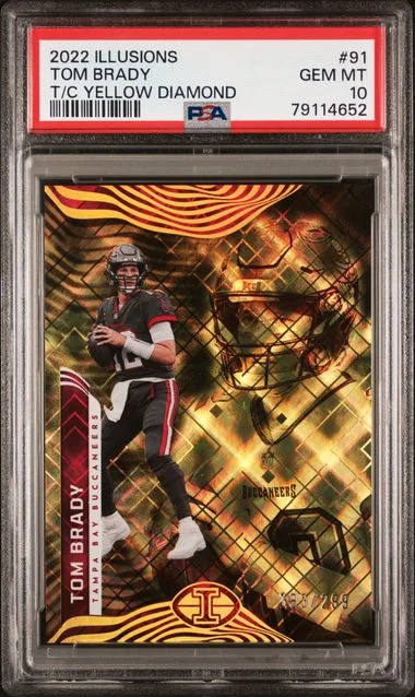 2022 Panini Illusions Tom Brady Trophy Collection Yellow Diamond #91 card image