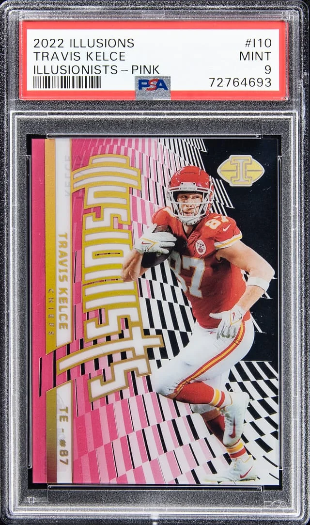 2022 Panini Illusions Travis Kelce Illusionists Pink #I10 card image