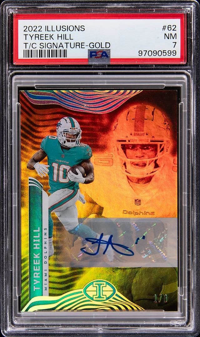 2022 Panini Illusions Tyreek Hill T/C Signature Gold #62 card image