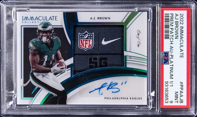 2022 Panini Immaculate AJ Brown Premium Patch Autograph-Platinum #PPAAJB card image