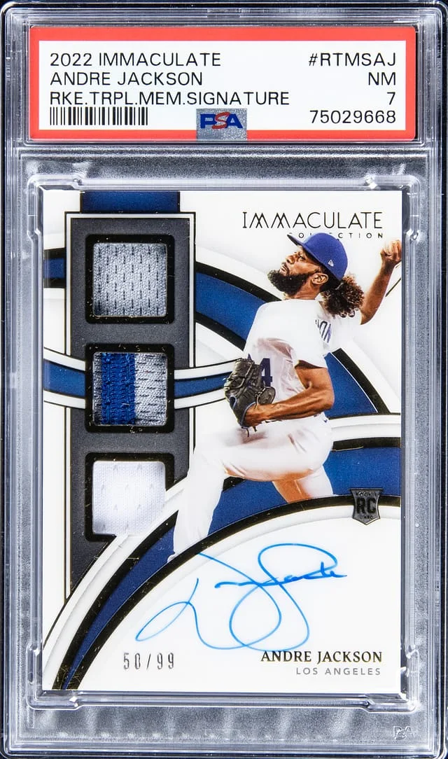 2022 Panini Immaculate Andre Jackson Triple Memorabilia Signature #RTMSAJ card image