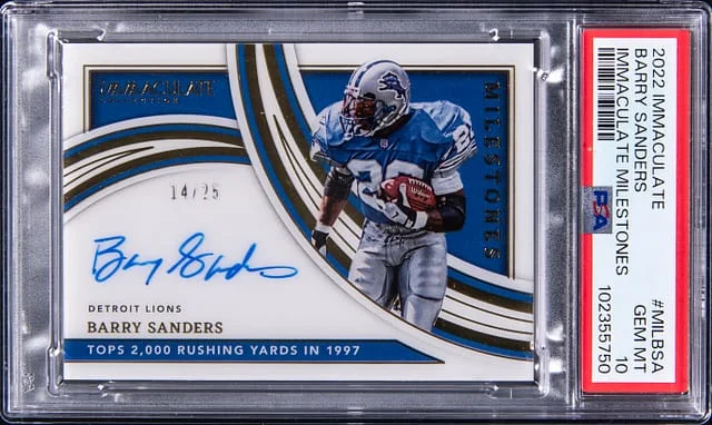 2022 Panini Immaculate Barry Sanders Milestones #MIL-BSA card image