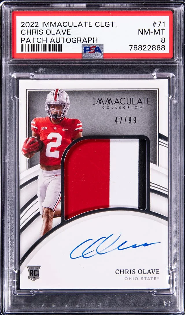 2022 Panini Immaculate Chris Olave Collegiate Patch Autograph #71 card image