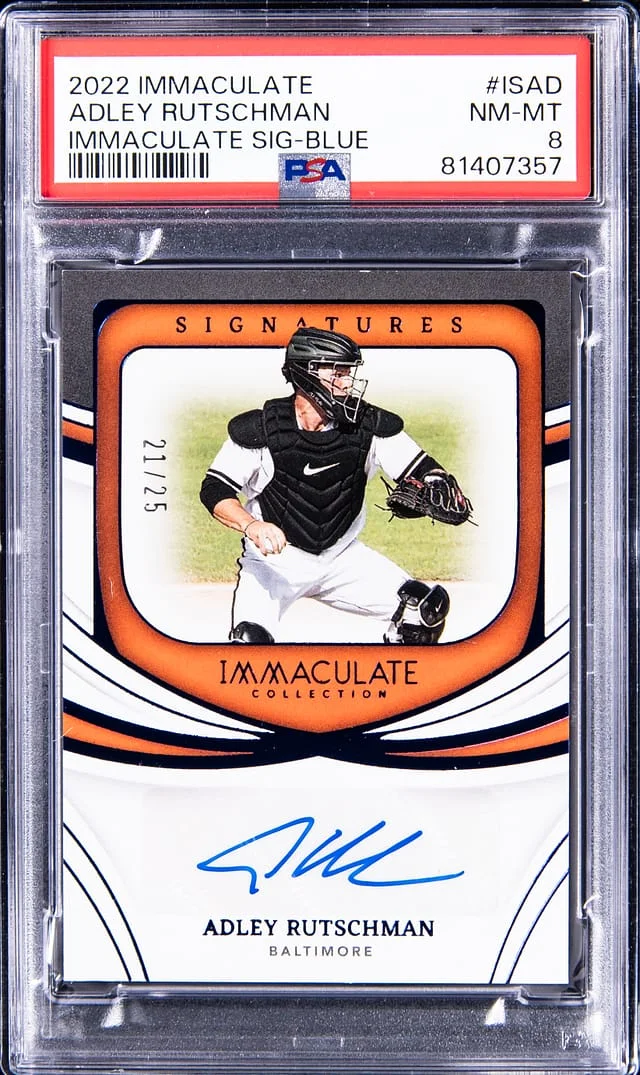 2022 Panini Immaculate Collection Adley Rutschman Signature Blue #IS-AD card image