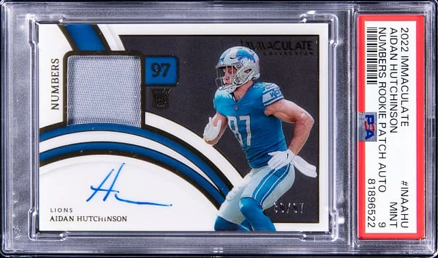 2022 Panini Immaculate Collection Aidan Hutchinson Numbers Patch Autograph #INA-AHU card image