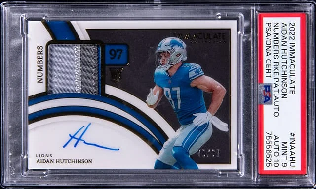 2022 Panini Immaculate Collection Aidan Hutchinson Immaculate Numbers Patch Autographs #INAAHU card image