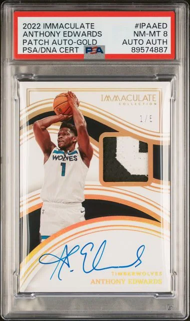 2022 Panini Immaculate Collection Anthony Edwards Patch Autographs Gold #IPA-AED card image