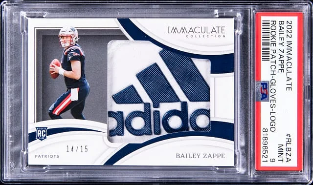 2022 Panini Immaculate Collection Bailey Zappe Patch Gloves Logo #RL-BZA card image
