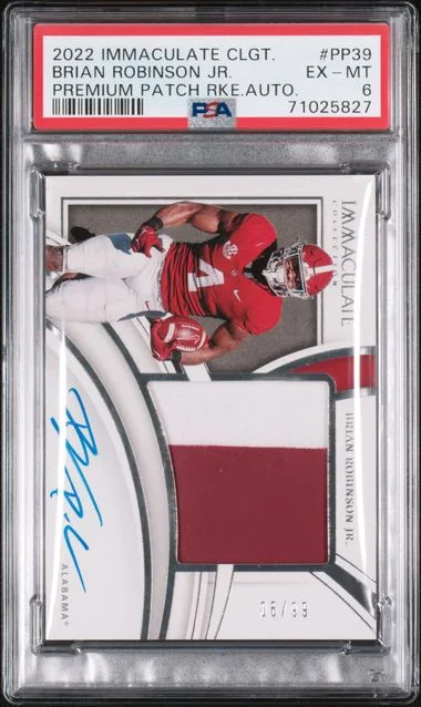 2022 Panini Immaculate Collection Brian Robinson Jr. Collegiate Premium Patches Autograph #PP39 card image