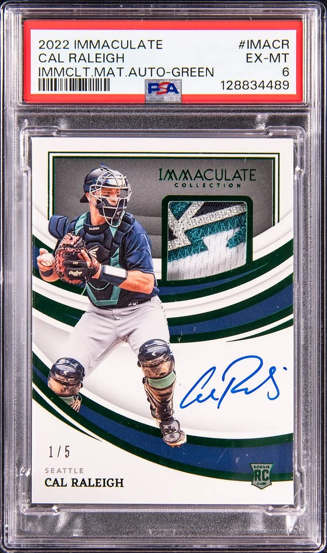 2022 Panini Immaculate Collection Cal Raleigh Immaculate Material Autographs Green #IMA-CR card image