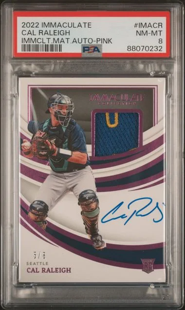 2022 Panini Immaculate Collection Cal Raleigh Immaculate Material Autographs Pink #IMACR card image