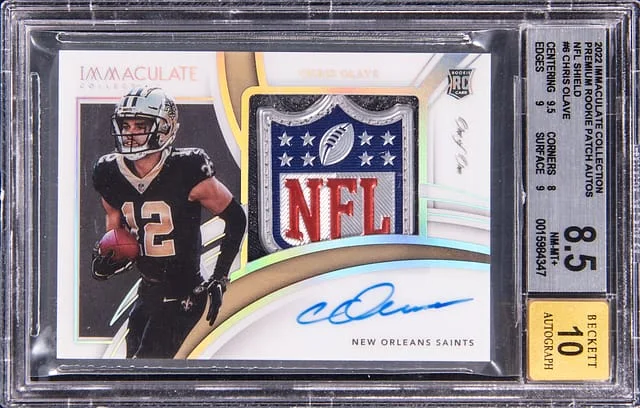 2022 Panini Immaculate Collection Chris Olave Premium Patch Autographs (RPA) NFL Shield #PPR-COL card image