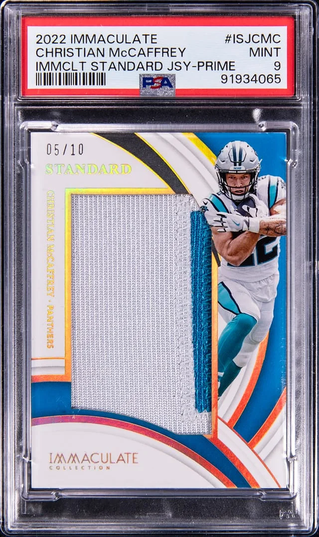 2022 Panini Immaculate Collection Christian McCaffrey Standard Jersey Prime #ISJCMC card image