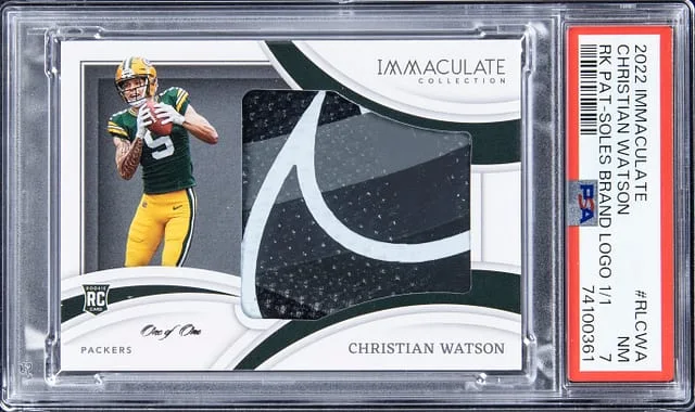 2022 Panini Immaculate Collection Christian Watson Patch Soles Brand Logo #RL-CWA card image