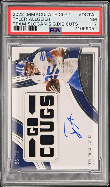 2022 Panini Immaculate Collection Collegiate Team Slogan Signatures Die Cuts Dctal Tyler Allgeier #no-number card image