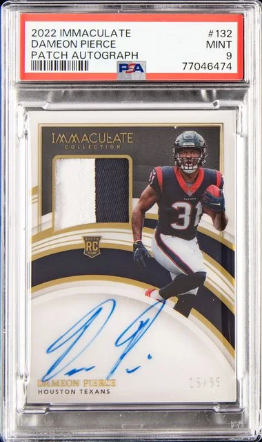 2022 Panini Immaculate Collection Dameon Pierce Patch Autograph #132 card image