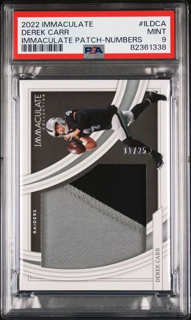2022 Panini Immaculate Collection Derek Carr Immaculate Patches Numbers #ILDCA card image