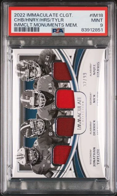 2022 Panini Immaculate Collection D.Henry/J.Taylor/N.Harris/N.Chubb Collegiate Immaculate Monuments Memorabilia #IM18 card image