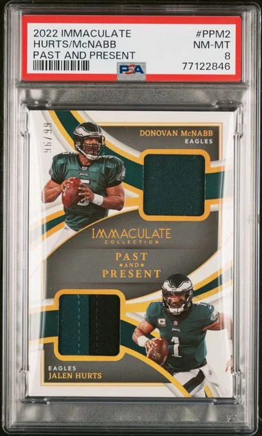 2022 Panini Immaculate Collection Donovan Mcnabb/Jalen Hurts Past and Present Materials #Ppm2 card image