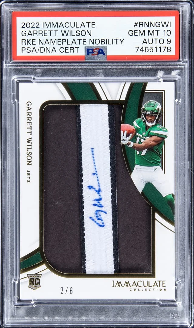 2022 Panini Immaculate Collection Garrett Wilson Nameplate Nobility #RNN-GWI card image